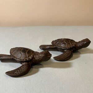 Pair of Nautical Cast Iron Sea Turtles 4.5" Length